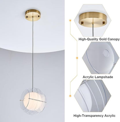 Modern Pendant Light Globe Pendant Lights Kitchen Island Contemporary Hanging Lighting Fixture for Dining RoomEntryway, Bedroom, Adjustable Height