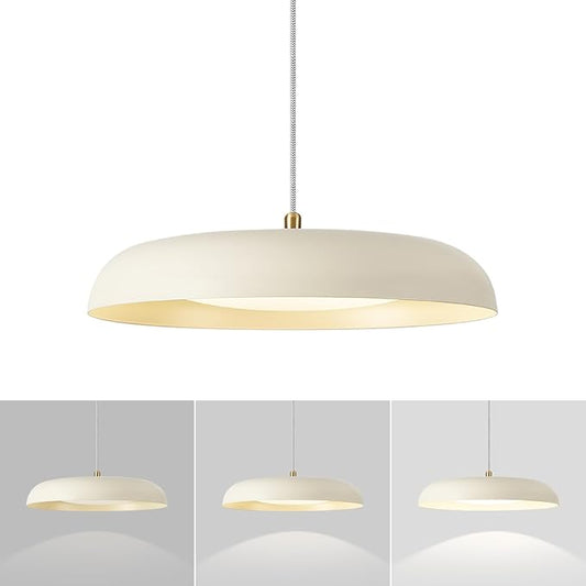 BISAMIYA Modern Kitchen Island Pendant Light - 15.7” Dimmable LED Ceiling Light with Brass Accents, 2000 Lumens Warm White for Dining Room & Living Room