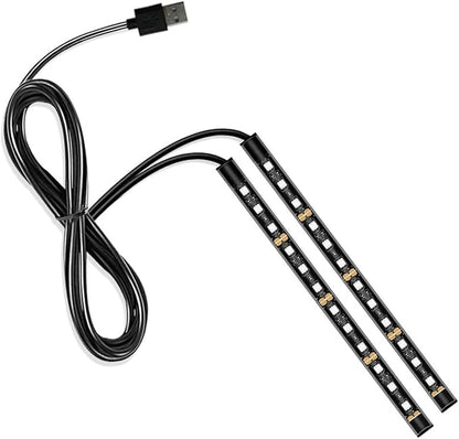 Car LED Strip Light, 24 LED RGB Auto Under Dash Interior Atmosphere Lights, 12V Ambient Night Light, Auto Interior Decorative Lamp, Universal Car Accessories (Green, USB Port)