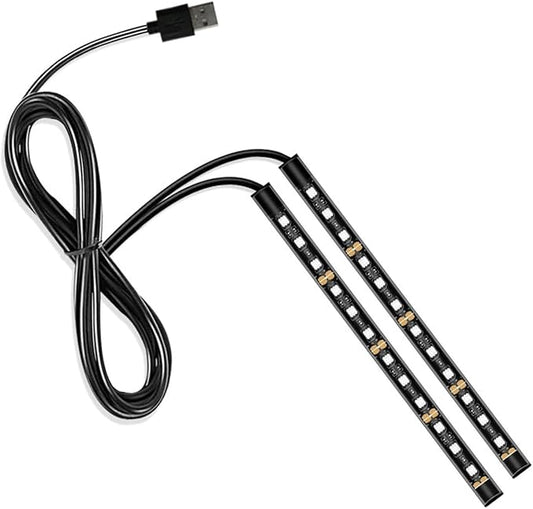 Car LED Strip Light, 24 LED RGB Auto Under Dash Interior Atmosphere Lights, 12V Ambient Night Light, Auto Interior Decorative Lamp, Universal Car Accessories (White, USB Port)