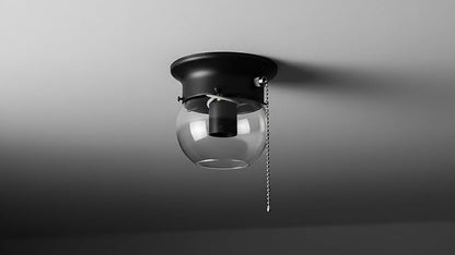 Aspen Creative 22101-01-1, Flush Mount Ceiling Fixture Shade Holder Kit with On/Off Pull Chain Switch in Matte Black Finish 3-5/8" Fitter, 4-7/8" Diameter x 1-7/8" Height