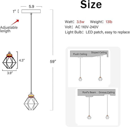 Crystal Pendant Light for Kitchen Island,Black Chandelier Lights Fixture, Hanging Lighting Ceiling Light Fixture Modern Adjustable Pendant Lighting for Dining Room Bedroom