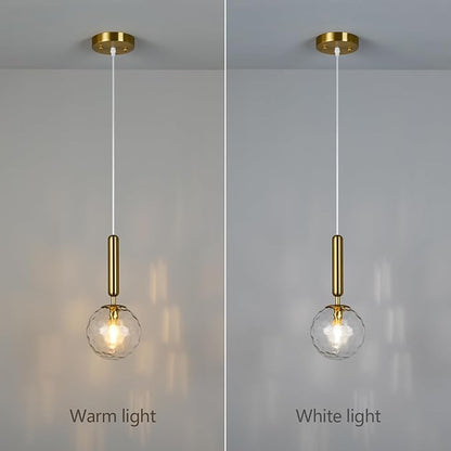 Modern Gold Pendant Light Hanging Fixture Light for Kitchen Island Mid Century with Globe Pendant Light Clear Glass Pendant Lighting for Living Room Bedroom Entryway (3 Pack)