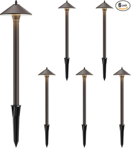 Pathway Lights 6PK Low Voltage Outdoor Landscape Lighting 10W 25 Lumen 2700K 12V AC Path Lights Warm White Light with G4 Bulb Connector Spike Stake for Garden Yard Driveway