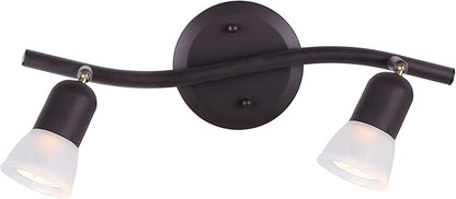 Canarm James 2-Light Track Lighting, Oil Rubbed Bronze Finish, Adjustable Alabaster Glass Shades, 15" Wide Industrial Ceiling Spotlight for Kitchen, Living Room, Hallway