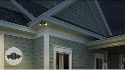 Lithonia Lighting HomeGuard 2-Light LED Outdoor Flood Lights, Wall or Ceiling Mount Outdoor Lights, 4000K Cool White, Round Heads, Dark Bronze, 2-Pack (HGX LED 2RH 40K 120 DDB CP2 M2)