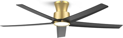 ocioc 52 inch Ceiling Fans with Lights, Large Air Volume Ceiling Fans with Reversible Quiet DC Motor and Remote（Black-Gold）