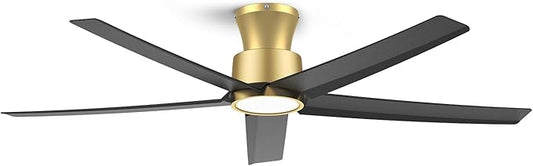 ocioc 52 inch Ceiling Fans with Lights, Large Air Volume Ceiling Fans with Reversible Quiet DC Motor and Remote（Black-Gold）