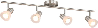 XiNBEi Lighting Track Light, Modern Fixed Rail Lighting with Glass, 4 Light Kitchen Ceiling Light Brushed Nickel XB-TR1237-4-BN
