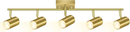 AUQUEE 5 Light Track Lighting Fixtures Ceiling, Gold Kichen Track Lighting, Rotatable Light Heads, Adjustable Modern LED Track Lights for Kitchen/Living Room/Hallway/Bar,GU10 Bulb Not Included
