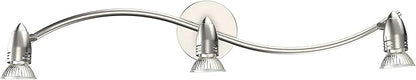 Track Lighting, Modern 3-Light Decorative Brushed Steel Flush Mount Ceiling Light Fixture, GU10 Pivot Heads, Adjustable Arms Directional Ceiling Spotlight Over Kitchen Sink, 28 Inch