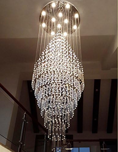 7PM Foyer Chandeliers Entryway High Ceiling, Flush Mount Large Raindrop Crystal Chandelier Lighting Staircase Chandelier High Ceiling Light Fixtures for Hallway Front Entrance H 59''