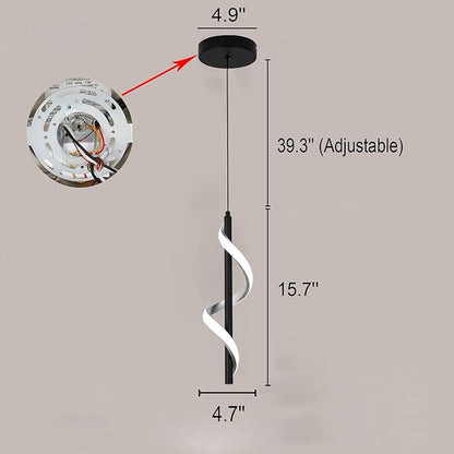 CANEOE Creative Led Pendant Light, 5500K Spiral Modern Modern Led Kitchen Island Light Fixture, 47In Adjustable Height Pendant Lighting for Kitchen Sink Living Room Dining Room Bedroom,1 Pack