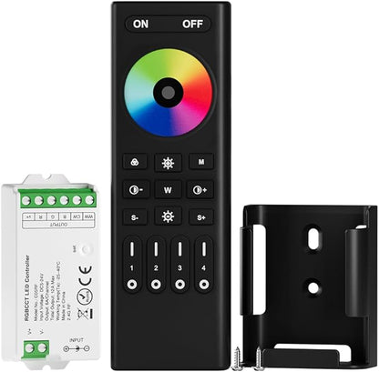 BTF-LIGHTING 5050SMD FCOB COB RGBCCT RF 2.4GHz Wireless Remote RC03RFB & C05RF Tuya Controller Kit 4 Zones Group Control PWM RGBWW(+ R G B C W) 6pin LED Strip DC5V DC12V DC24V
