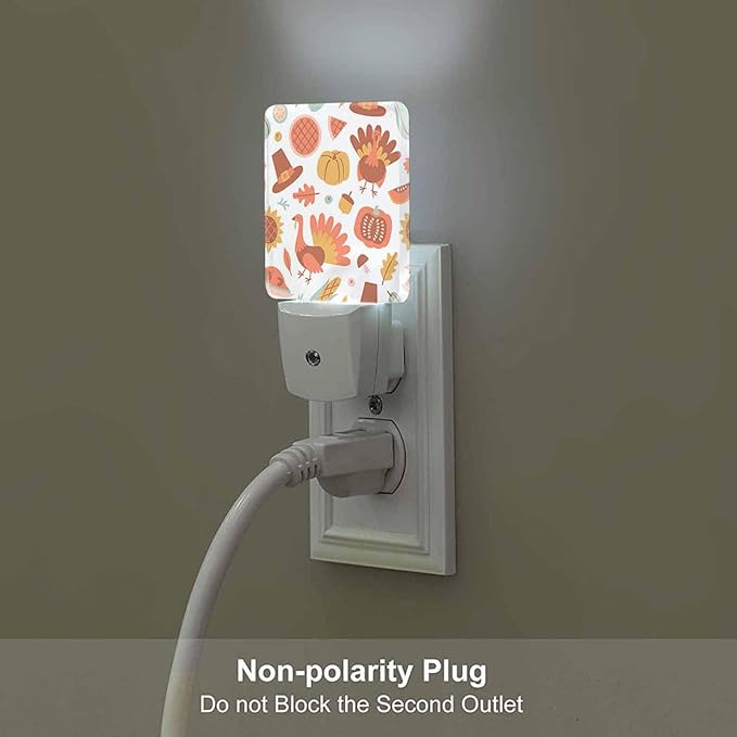 LED Night Light Plug into Wall with Dusk to Dawn Light Sensor White Energy Efficient Pumpkin Turkey Pie Pastel Color Nightlight for Bedroom Bathroom Hallway Living Room Kitchen