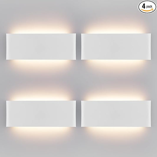 Mille Luckiole 15Inch Bathroom Vanity Mirror Light,Dimmable 3000K-6500K 5 Color Selectable Hallway LED Wall Light,Modern LED Sconce Wall for Stairwell,Bedroom,20W White 4Pack Up and Down Led Wall Lamp