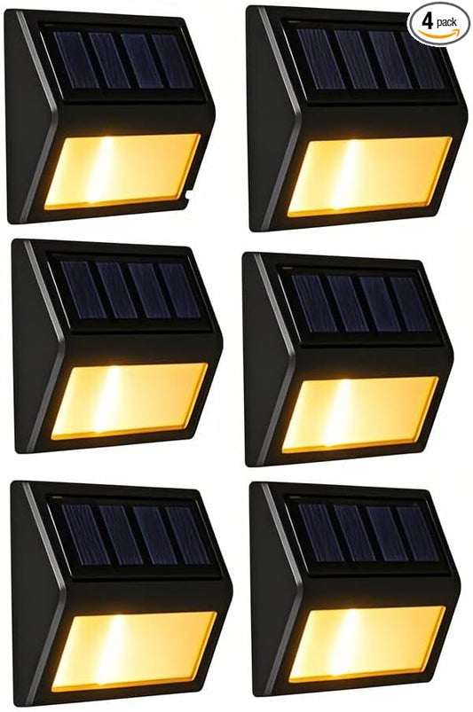SRDHIN Solar Fence Lights Outdoor,Waterproof Solar Stair Step Deck Lights Wireless for Patio Garden Backyard Garage Driveway ﻿ (Warm White, 6-Pack)