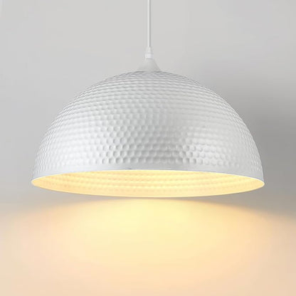 White Dome Pendant Light 1 Pack, 16 inch Large Industrial Pendant Light, Farmhouse Kitchen Pendant Lighting, White Pendant Lights for Kitchen Island, Dining Room Living Room