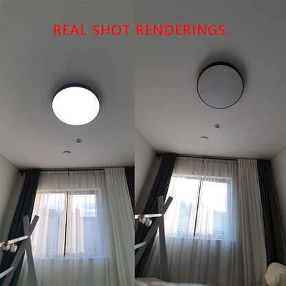LED Modern Round Recessed Ceiling Light, 20 Inch, 36W 3000K-6000K Dimmable, Black Close to Ceiling Lighting for Living Room & Bedroom