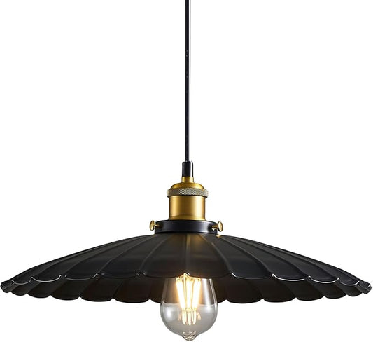 Kitchen Pendant Lights, Black Hanging Lamp for Hallway 13.8 Inch Metal Lampshade Farmhouse Pendant Lights Kitchen Island Vintage Pendant Lighting Kitchen Island Sofa