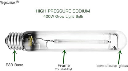 400W HPS Super Grow Light Bulb,High PAR Enhanced Red and Orange Spectrum,CCT 2100K,Ultra Bright 55,000 Lumens,E39 Base,1pack