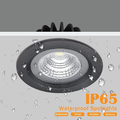 LS-PRO 3.5inch 7w LED Recessed Ceiling Light Slim Aluminium Panel, Anti Rust Fixture Downlight Shower Spotlight IP65 Waterproof for Wet Location Indoor & Outdoor Natural light/4000k-White Body