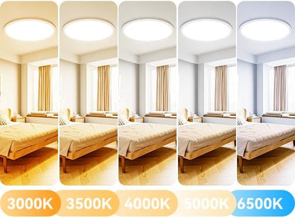 zemty 6Pack 12-Inch LED Flush Mount Ceiling Lights, 24W 3200Lumens 5 CCT Adjustable (3000K-6500K), Round Bright Light Fixture for Bedroom Kitchen Bathroom Hallway Closet(White)