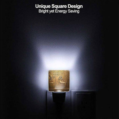 Egyptian Hieroglyphs Night Light Plug-into Wall Ancient Gold Art Nightlight Lamp with Dusk to Dawn Sensor, Led Lamp 0.5W Energy Efficient for Home Decor