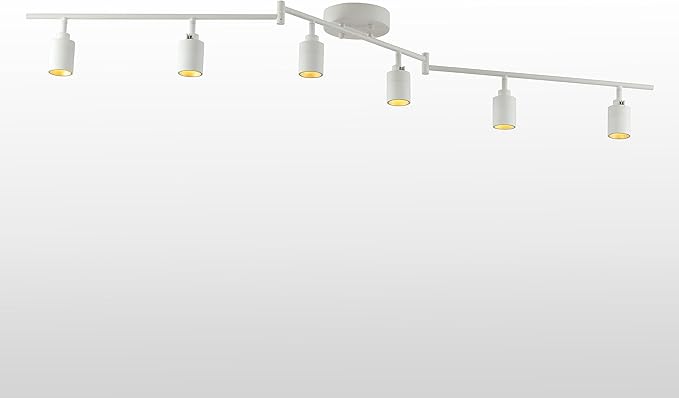 Shura White 6-Light Swivel Track Light with Rotatable Heads & Adjustable Arms, Integrated LED Bulbs, 5 ft. Ceiling Track Lighting Kit, 3000K, 3000 Lumens