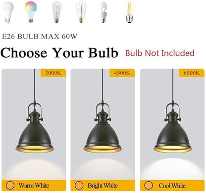 8.6" Black Pendant Lights for Kitchen Island 3 Pack, Modern Farmhouse Kitchen Pendant Lighting, Vintage Industrial Pendant Light Fixtures, Island Lights for Kitchen Sink Dining Room Hallway
