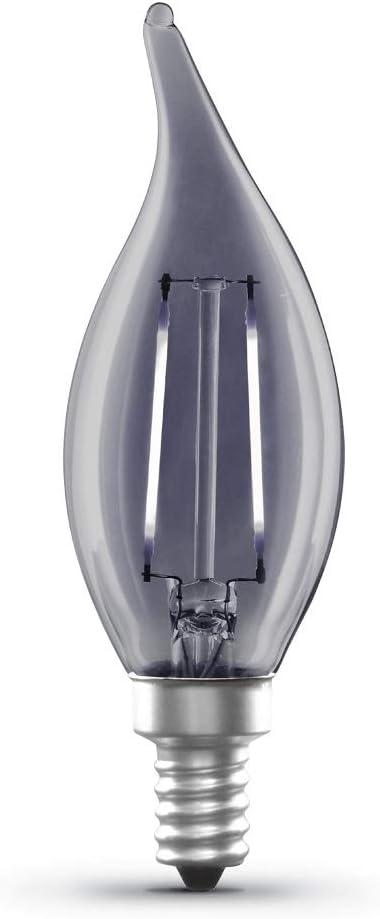 Feit Electric – “Original” Vintage Exposed Filament Smoke Glass Daylight (5000K) Flame Tip CA10 Dimmable LED Light Bulb, (CFT/SMK/VG/LED)