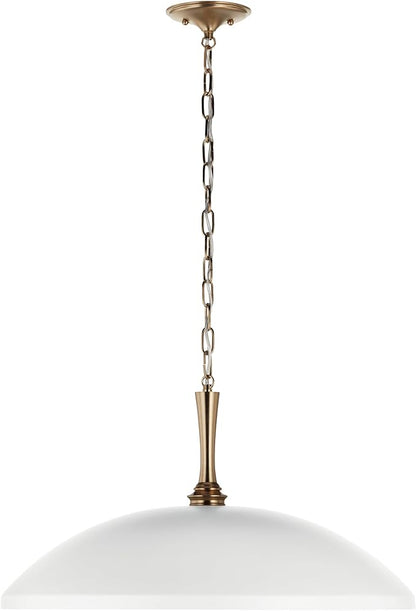 Kichler Delarosa 1-Light Pendant Light Fixture, Updated Traditional Hanging Lamp with White Shade and Champagne Bronze Hardware for Kitchen Island, Dining Room, or Hallway (12.75" x 24.25"), 52637WH