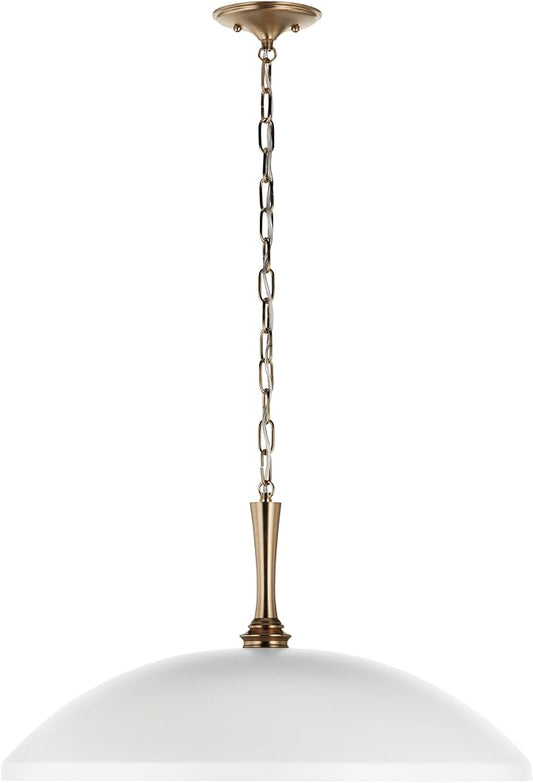 Kichler Delarosa 1-Light Pendant Light Fixture, Updated Traditional Hanging Lamp with White Shade and Champagne Bronze Hardware for Kitchen Island, Dining Room, or Hallway (12.75" x 24.25"), 52637WH
