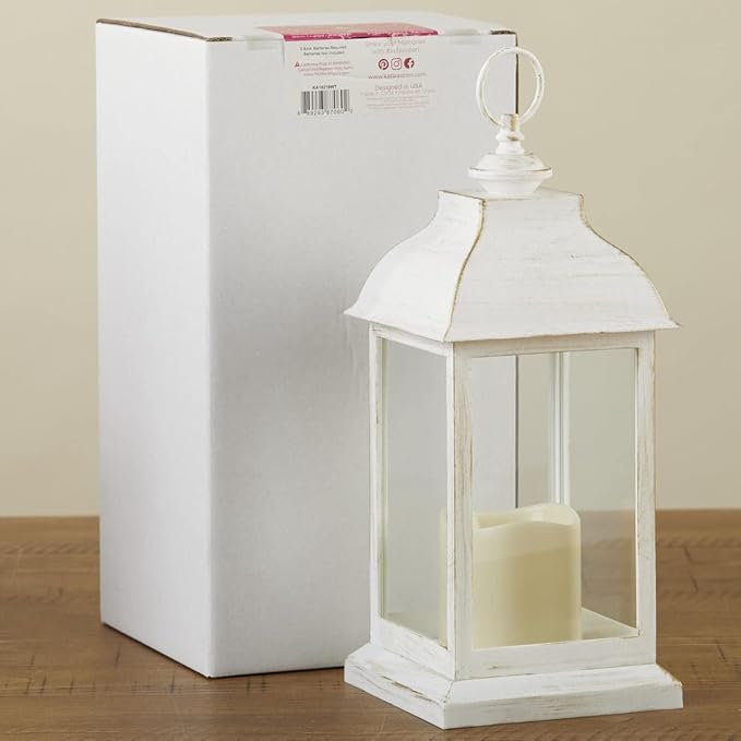 6PCS LED Decorative Lanterns, Kate Aspen White Vintage Rustic Home Décor Lantern Tabel Centerpiece for Wedding, Bridal Shower, Anniversary Party - Manchester
