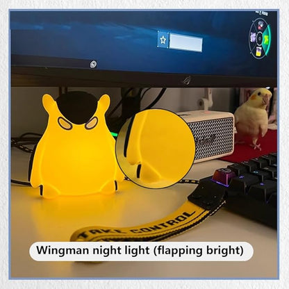 Cute Yellow Partner Lamp, LED Animal Night Light, Nightlight for Room Decor,Button Cell Bedside Touch Silicone Lamp, Unique Dorm Decor Gift