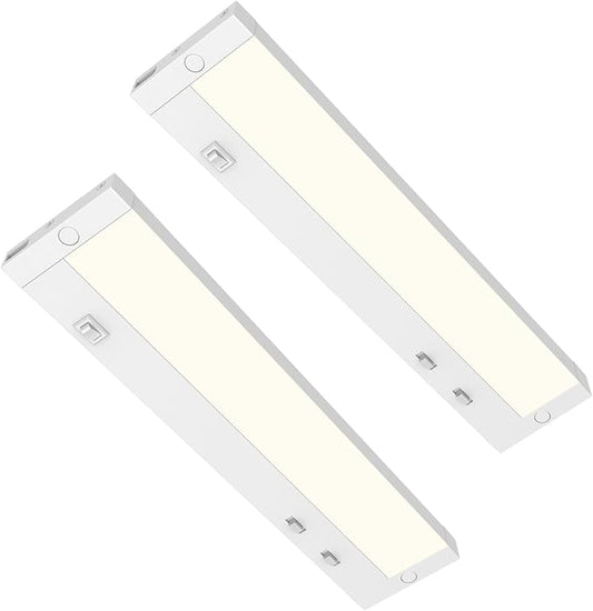 Under Cabinet Lighting Plug in, 24 Inch14W 120V Super Bright, 3 Color 3000K/4000K/5000K, 3 Brightness,Ultra Thin Under Counter Lights for Kitchen, Linkable LED Cabinet Lights, White 2Pack