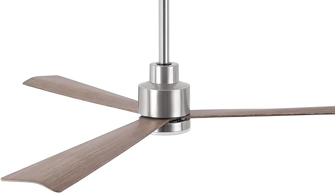 52" Nickel Ceiling Fan with Light and Remote, Modern 3-Blade DC Motor Ceiling Fan, Quiet Reversible Airflow, 6-Speed LED, Use for Bedroom Living Room Kitchen Indoor Use