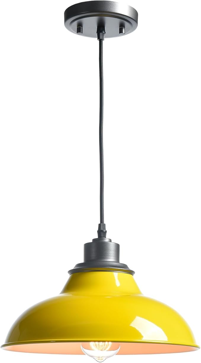 Yellow Pendant Light Vintage Pendant Light Fixture for Kitchen Island Dining Room Bedroom Bar Living Room