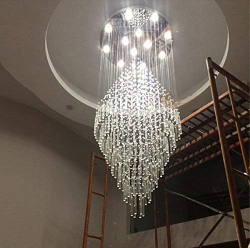 7PM Foyer Chandeliers Entryway High Ceiling, Flush Mount Large Raindrop Crystal Chandelier Lighting Staircase Chandelier High Ceiling Light Fixtures for Hallway Front Entrance H 59''