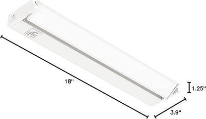 GETINLIGHT 18-inch Swivel LED Under Cabinet Lights, Glass Lens, Selectable White 2700K/4000K/5000K, Dimmable with Wall Dimmers, White Finish, IN-0202-2-WH