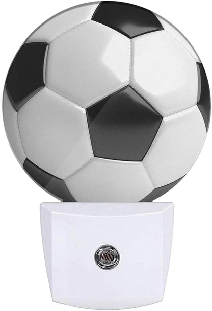 EKOBLA Soccer Ball Plug-in Night Light, Black & White Sports Design LED Nightlight with Dusk to Dawn Sensor for Boys Room, Man Cave, Bedroom & Bathroom