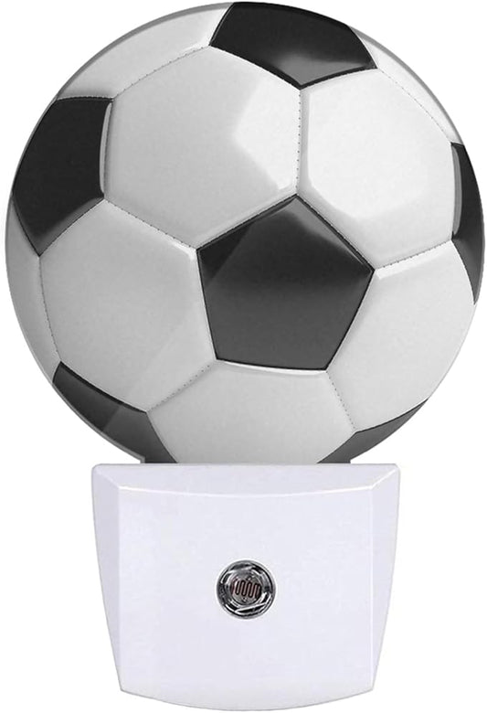 EKOBLA Soccer Ball Plug-in Night Light, Black & White Sports Design LED Nightlight with Dusk to Dawn Sensor for Boys Room, Man Cave, Bedroom & Bathroom