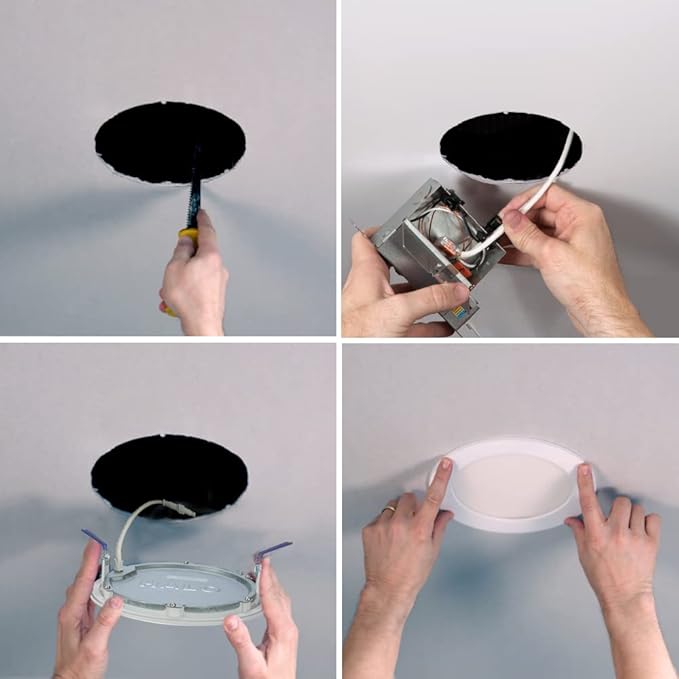 HALO HLB 4 inch LED Recessed Light, Thin Canless w/Selectable Color Temperatures, 0-10V Dimming, 120-277V Input - HLB4069FSE010MWR