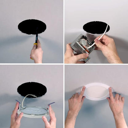 HALO HLB 4 inch LED Recessed Light, Thin Canless w/Selectable Color Temperatures, 0-10V Dimming, 120-277V Input - HLB4069FSE010MWR