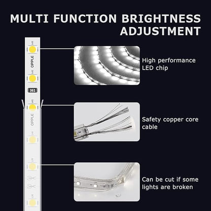 LED Light Strip Motion Sensor, USB Powered, Waterproof Rope Lights 6000K, Day and Night Modes Dimming, Indoor/Outdoor Use, Adhesive Tape 16.4ft