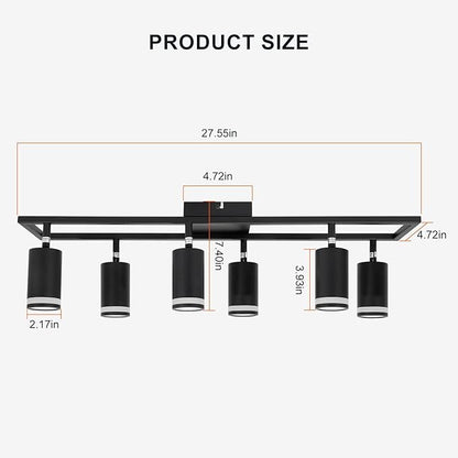 Ketom 6-Light Track Lighting Fixtures Ceiling, GU10 Black Led Ceiling Spotlight, Modern Track Light Kit for Kitchen Hallway Living Room