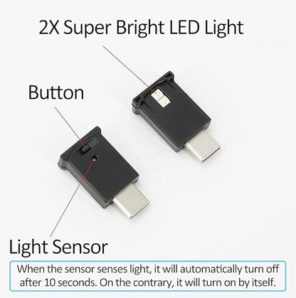 AOZITA Mini USB Type C LED RGB Light Brightness Adjustable 8 Color Changeable for Car, Laptop, Keyboard. Atmosphere Smart Type-C Night Lamp for Home Decoration (Quantity: 4)