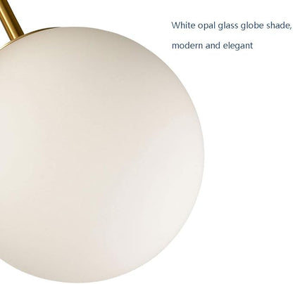 HOLKIRT Classic Mid Century Modern Globe Semi Flush Mount Ceiling Light Sputnik Chandeliers,White Frosted Glass Gold Finished for Living Room Dining Room Bedroom 3- Light