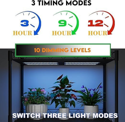 Under Cabinet Grow Light, LED Grow Lights for Indoor Plants Full Spectrum, Plants Light for Shelves with Auto Timer 3/9/12H, 616LEDs Ultra-Thin Grow Lights Panel for Seed Starting, Flowers, Veg, 4Pack