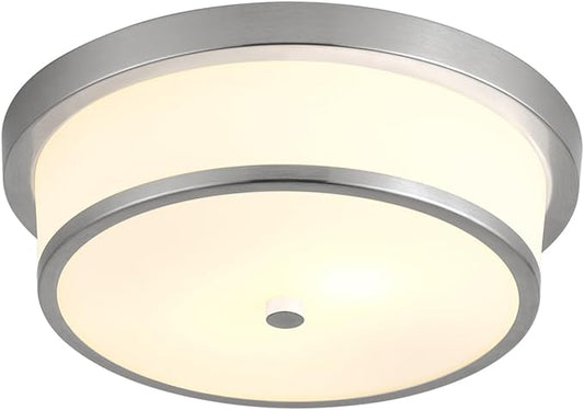 12 inch Flush Mount Ceiling Light, 2-Light Close to Ceiling Light Fixtures with Oil Rubbed Bronze Finish for Bathroom Bedroom Kitchen Hallway (Brushed Nickel)